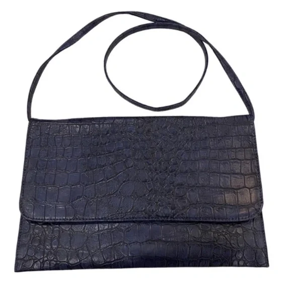 Leather Envelope Bag Croc Detail Leather Crossbody Laptop Bag By Orange Caramel - Picture 3 of 8